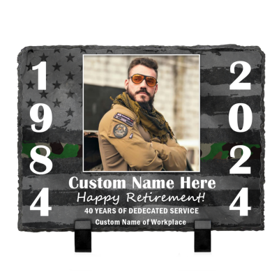Custom Army Retirement Photo Slate Plaques - Military Retirement Gifts For Men - Retired Military Gifts - Soldier Veteran Gifts