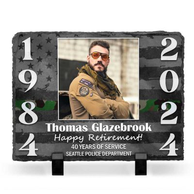 Custom Army Retirement Photo Slate Plaques - Military Retirement Gifts For Men - Retired Military Gifts - Soldier Veteran Gifts