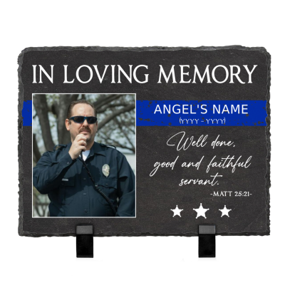 Well Done Good And Faithful Servant - Custom Police Memorial Stone For Home To Garden - Police Officer Sympathy Gift