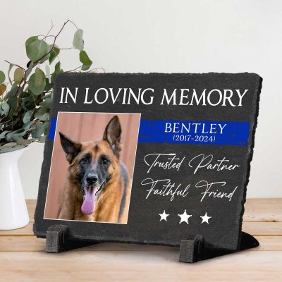 Trusted Partner Faithful Friend - Police K9 Memorial Custom Picture Slate - Police Dog Memorial Gifts - K9 Officer End Of Watch Gift