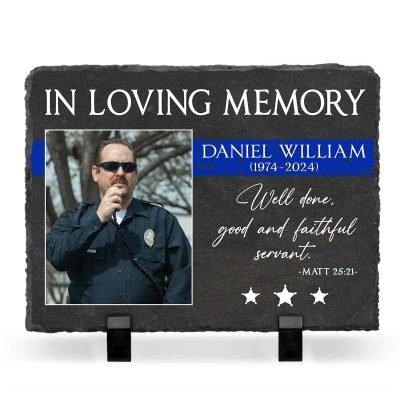 Trusted Partner Faithful Friend - Police K9 Memorial Custom Picture Slate - Police Dog Memorial Gifts - K9 Officer End Of Watch Gift