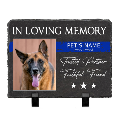 Trusted Partner Faithful Friend - Police K9 Memorial Custom Picture Slate - Police Dog Memorial Gifts - K9 Officer End Of Watch Gift