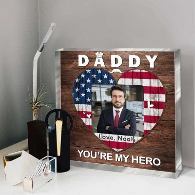 Daddy You Are My Hero - Military Dad Custom Photo Acrylic Plaque - Personalized Army Dad Gift - Christmas Gifts For Military Dad