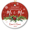Our First Christmas As Mr & Mrs - 1st Christmas Married Custom Ceramic Ornament - First Year Married Keepsake