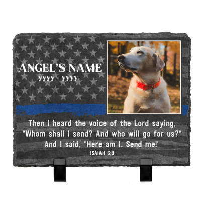 Thin Blue Line Officer K9 Police Dog Memorial Slate - Sympathy Loss Of A Police Dog - K9 Police End Of Watch Gifts