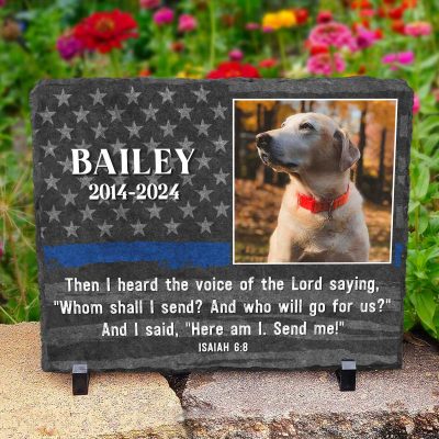 Thin Blue Line Officer K9 Police Dog Memorial Slate - Sympathy Loss Of A Police Dog - K9 Police End Of Watch Gifts
