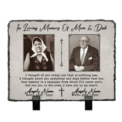 Custom Parents Memorial Picture Stone Slate - Memorial Gift for Loss of Parents - Personalized Parents Sympathy Gift - In Memory of Parents Gift