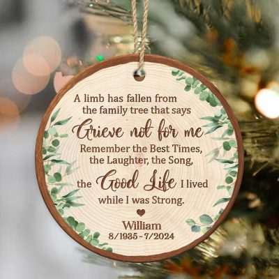 A Limb Has Fallen From The Family Tree - Custom Memorial Christmas Ornament - Loss Of Loved One Remembrance Gifts