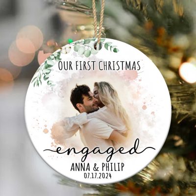 BEST SELLERS 94 Our First Christmas Engaged Ornament - Personalized First Christmas Keepsake - Engaged Christmas Gift 2024 - Newly Engaged Gift