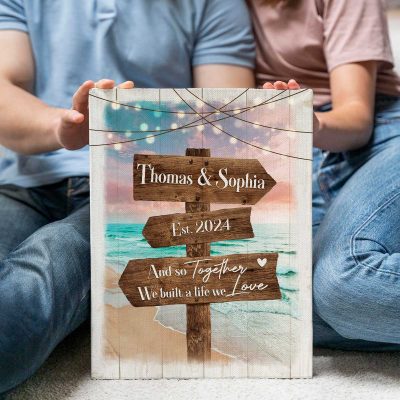 Street Sign Wedding Personalized Canvas Print With Names - Gifts For Newlyweds - Custom Christmas Anniversary Gift For Couple