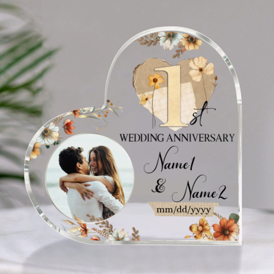 Personalized 1 Year Anniversary Acrylic Block - First Wedding Anniversary Gift - 1st Anniversary Gift For Spouse - Paper Anniversary Keepsake