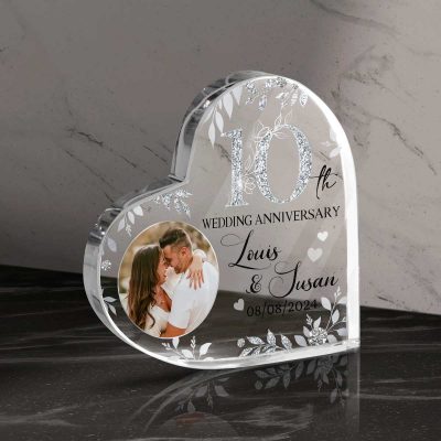 Personalized 10 Year Anniversary Acrylic Block - 10th Wedding Anniversary Gift - Tin, Aluminum Anniversary Gift - Ten Years Anniversary Keepsake