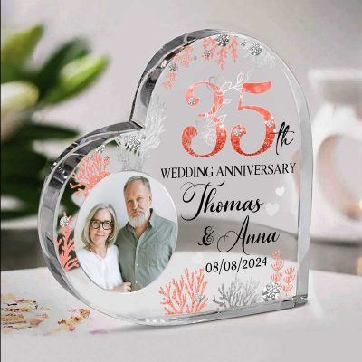 35th Wedding Anniversary Custom Acrylic Plaque - Personalized Gift for Parents 35 Year Wedding Anniversary - Coral Wedding Anniversary Keepsake