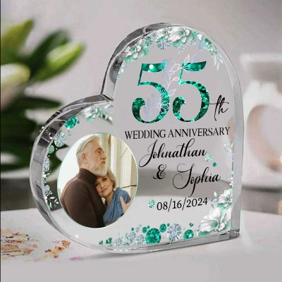Personalized Emerald Anniversary Acrylic Block - Emerald Anniversary Gift for Couple - 55th Wedding Anniversary Keepsake Plaque
