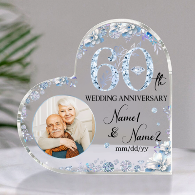 Personalized 60th Wedding Anniversary Acrylic Plaque - Diamond 60th Wedding Anniversary Gift for Parent, Grandparent - Diamond Anniversary Keepsake