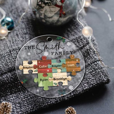 Personalized Family Puzzle Christmas Ceramic Ornament - Custom Family Christmas Ornaments - Family Christmas Keepsake 2024