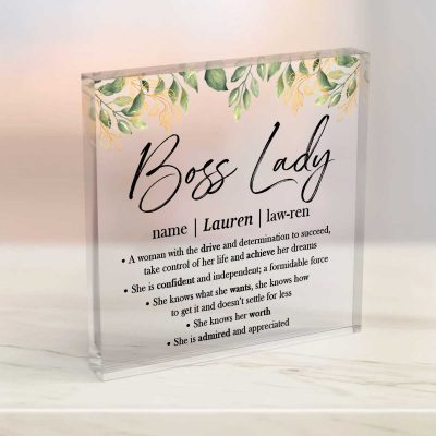 boss lady definition - personalized girl boss appreciation acrylic plaque - christmas keepsake gift for boss female