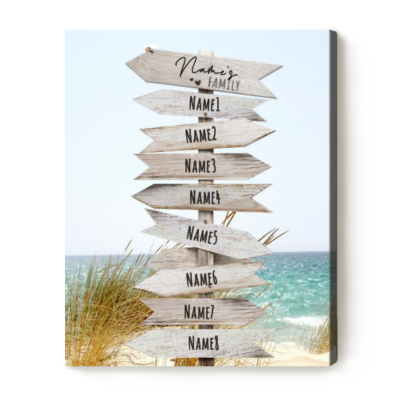 BEST SELLERS 17 Personalized Beach Street Sign Family Multi-name Canvas, Custom Family Name Wall Art For Home Decor, Family Gifts