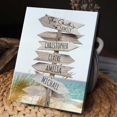 BEST SELLERS 18 Personalized Beach Street Sign Family Multi-name Canvas - Custom Family Name Wall Art For Home Decor - Gifts For The Family