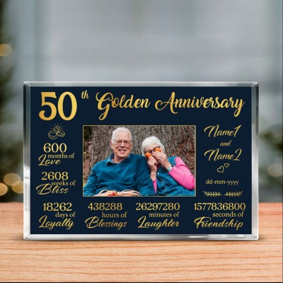 50th Golden Anniversary Personalized Photo Acrylic Plaque - 50 Years Wedding Anniversary Gifts For Parents - 50th Anniversary Keepsake Gifts