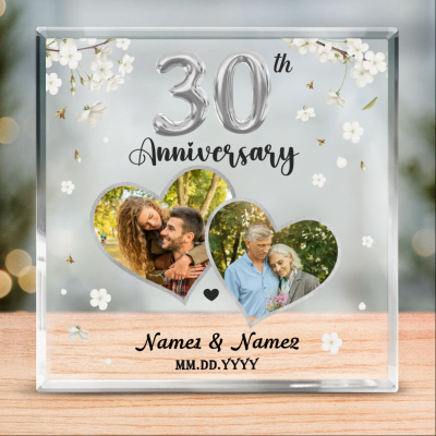 30th Anniversary Personalized Photo Acrylic Block - Custom 30 Years Anniversary Gift For Parents - 30th Wedding Anniversary Plaque Keepsake