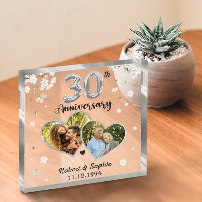 30th Anniversary Personalized Photo Acrylic Block - Custom 30 Years Anniversary Gift For Parents - 30th Wedding Anniversary Plaque Keepsake