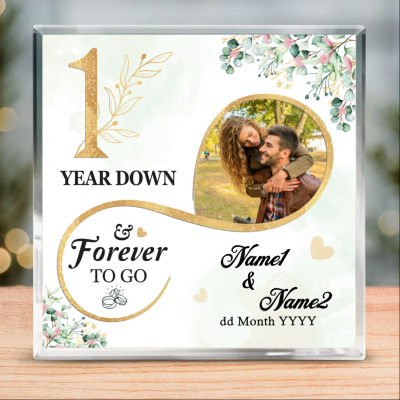 1 Year Down Forever To Go Custom Photo Acrylic - Gift On First Anniversary For Husband - One Year Anniversary Gifts - First Year Anniversary Gifts