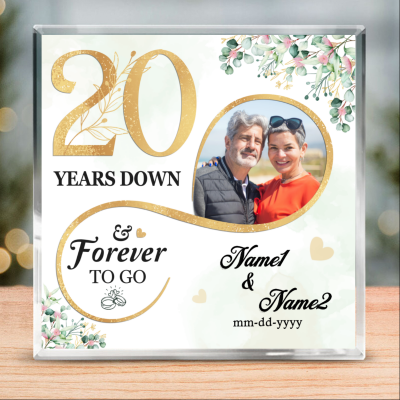 20 Years Down Forever To Go Custom Photo Acrylic Plaque - 20th Anniversary Gift For Husband - 20 Year Anniversary Gift For Him