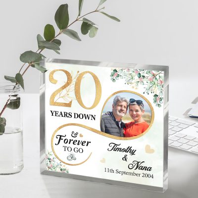 20 Years Down Forever To Go Custom Photo Acrylic Plaque - 20th Anniversary Gift For Husband - 20 Year Anniversary Gift For Him