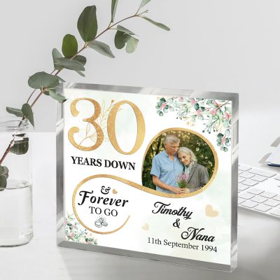 30 Years Down Forever To Go Custom Photo Acrylic Block - 30th Anniversary Gift For Husband - 30 Year Anniversary Gift For Him