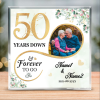 50 Years Down Forever To Go Custom Square Acrylic Block - 50th Wedding Anniversary Gifts For Parents - Golden Anniversary Gifts