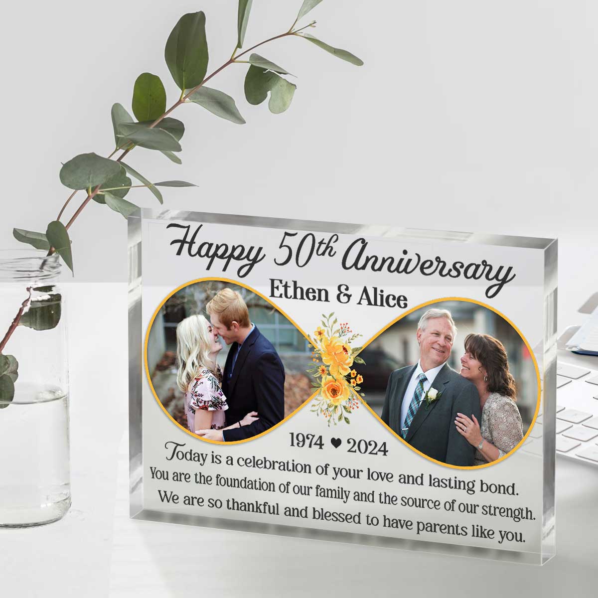Personalized 50th Wedding Anniversary Double Picture Acrylic
