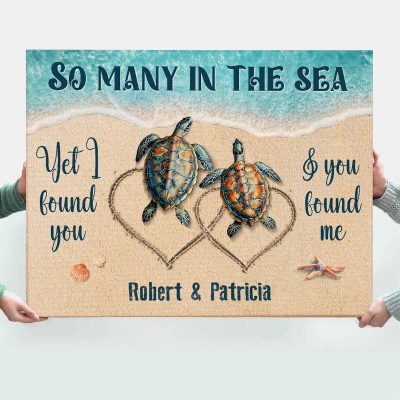 I Found You And You Found Me - Personalized Couple Turtle Beach Theme Canvas - Custom Beach Couple Name Signs For Anniversary Gift