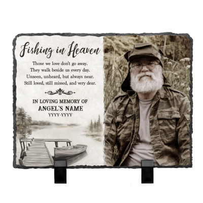 Fishing in Heaven Personalized Memorial Garden Stone - Dad Fishing Memory Gift - In Memory Of Lost Loved One Grave Marker - Dad Memorial Stone