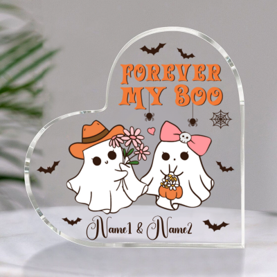 Personalized Forever My Boo Acrylic Plaque - Halloween Cute Couples Anniversary Gift - First Halloween Together Keepsake - October Anniversary Gift