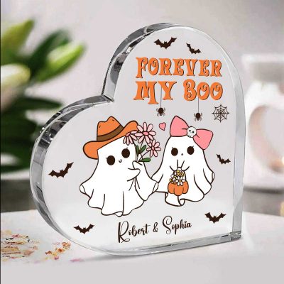 Personalized Forever My Boo Acrylic Plaque - Halloween Cute Couples Anniversary Gift - First Halloween Together Keepsake - October Anniversary Gift