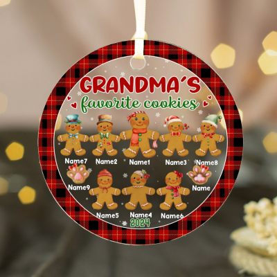 Grandma Cookies Custom Ornament - Grandma's Favorite Cookies Ornament - Personalized Gingerbread Christmas Ornament  - Grandma Ornament