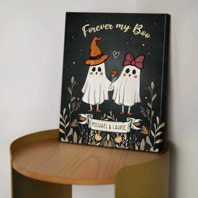 Personalized Ghost Couple Canvas Art - Valloween Gift - Gift for Halloween Lover - Goth Wedding Gift