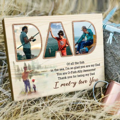 Custom Fishing Gifts For Dad - Personalized Fishing Dad Photo Collage Canvas - Best Gifts For Fisherman Dad - Gift For Dad From Son and Daughter