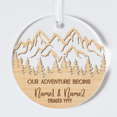 Our Adventure Begins - Personalized Engagement Acrylic Ornament With Names - Engaged Gifts For Couples - Engaged Christmas Ornament 2025