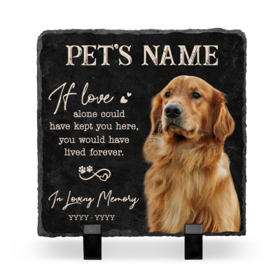 Forever In Our Hearts - Custom Dog Memorial Stone With Picture - Pet Bereavement Gifts For The Garden - Loss Of Dog Sympathy Gift