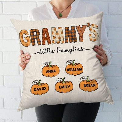 Custom Grandma's Little Pumpkins Pillow - Nana Pumpkins Pillow With Kids Name - Personalized Grandma Fall Pillow - Gift for Grandma
