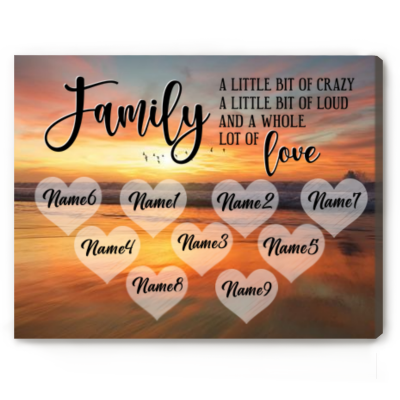 Personalized Family Sunset Landscape Multi-names Premium Canvas, Family Gifts For Parents, Custom Family Name Canvas, Family Home Decor