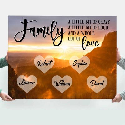 Personalized Family Sunset Landscape Multi-names Premium Canvas - Family Gifts For Mom Dad - Custom Family Name Canvas For Home Decor
