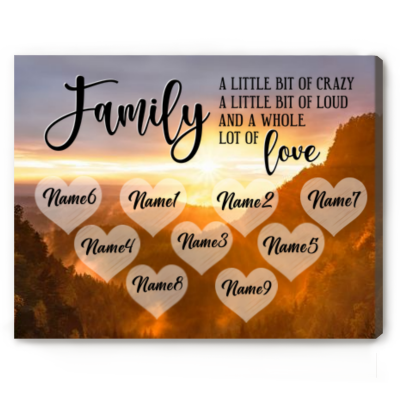 Family A Little Whole Lot of Love - Personalized Family Sunset Mountain Multi-names Premium Canvas - Gifts For The Whole Family Parents
