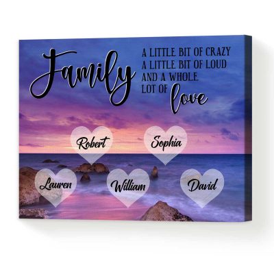 Family A Little Whole Lot of Love - Personalized Family Sunset Mountain Multi-names Premium Canvas - Gifts For The Whole Family Parents