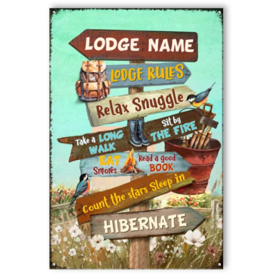 Personalized Metal Lodge Rules Sign - Custom Family Lodge Decor - Ski Lodge Decor - Lodge Decor, Cabin Sign
