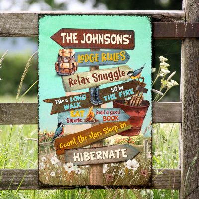 Personalized Metal Lodge Rules Sign - Custom Family Lodge Decor - Ski Lodge Decor - Lodge Decor, Cabin Sign