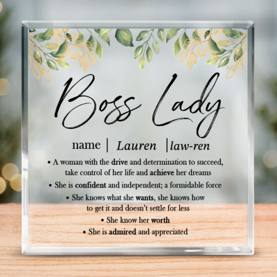 Boss Lady Definition - Personalized Girl Boss Appreciation Acrylic Plaque - Boss Gifts For Women - Christmas Keepsake Gift For Boss Female