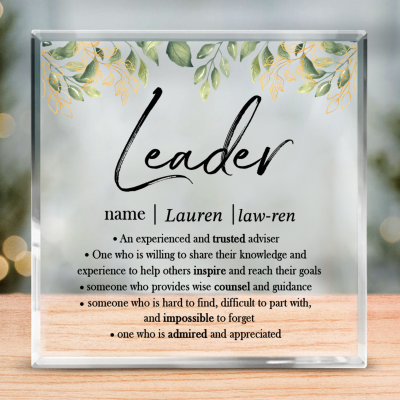 Leader Definition - Personalized Leader Appreciation Acrylic Plaque - Leadership Gifts - Thank You Christmas Gifts For Leader
